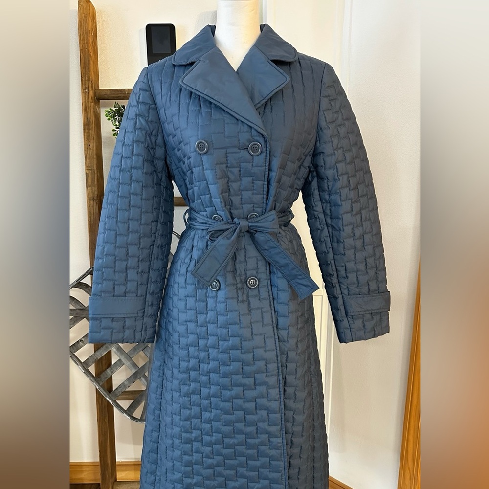 Vintage Bromleigh Insulated Quilted Belted Lightweight Trench Coat Sz Medium 8